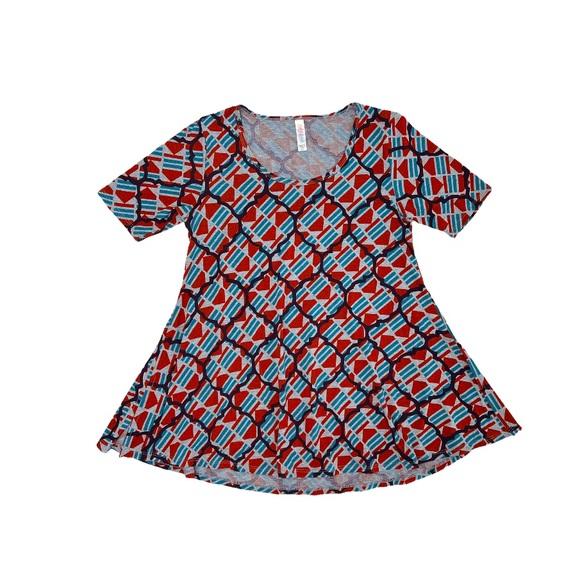 LuLaRoe Perfect Tee Orange Gray T-Shirt Tunic Size XXS - Picture 3 of 12